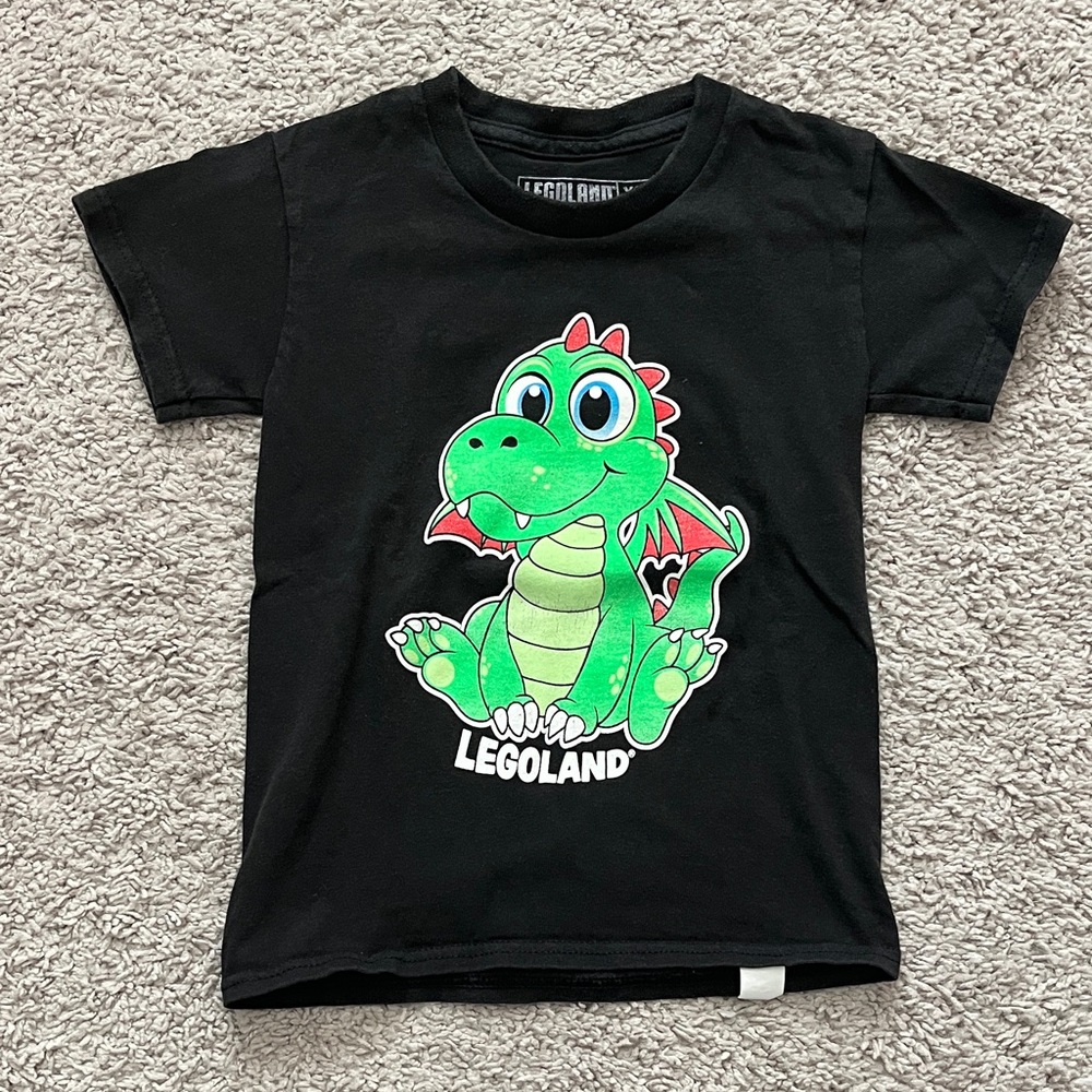 Kids Black T-Shirt with Green Dragon Graphic